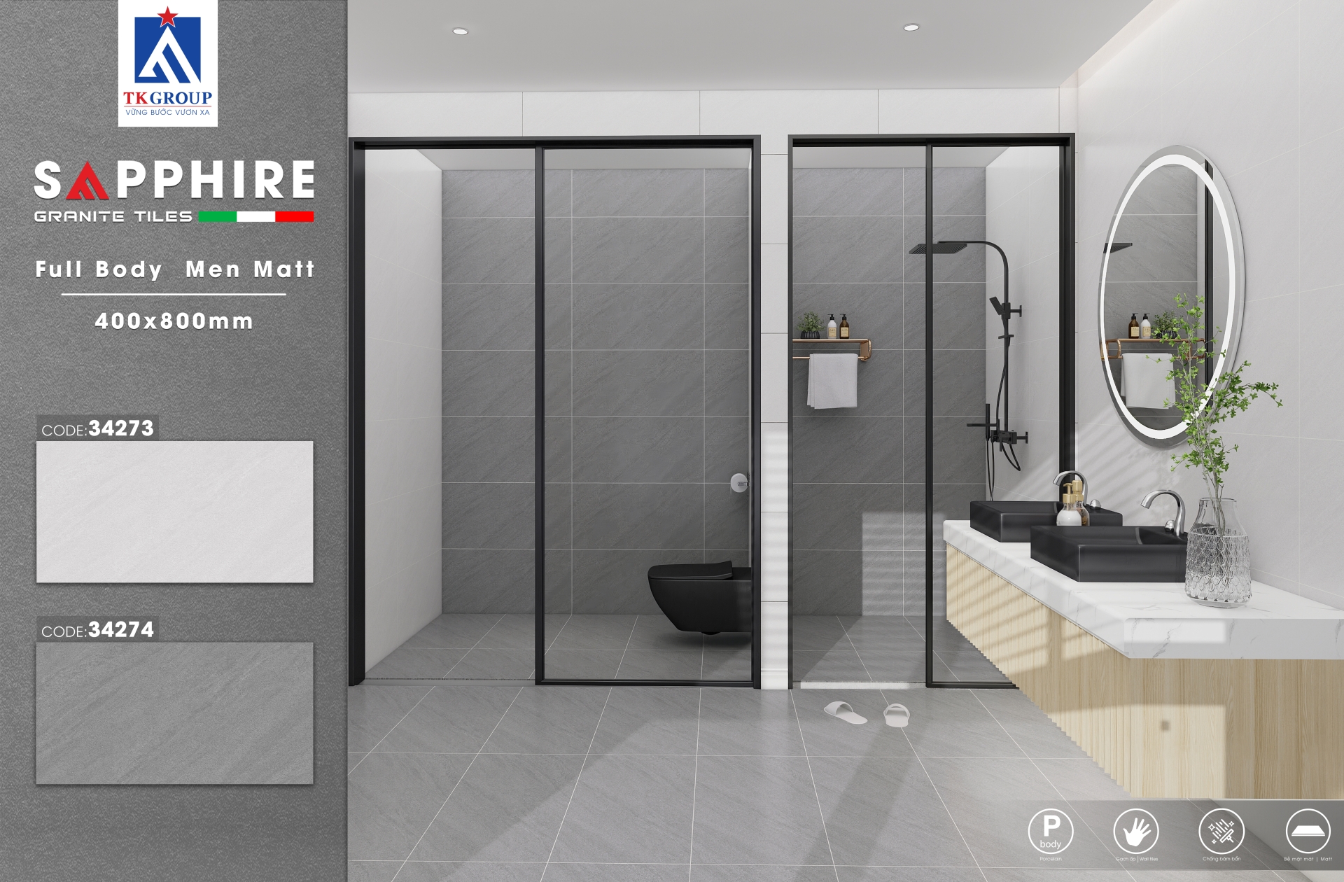 Gạch Porcelain - Elite 34273 - 34274
